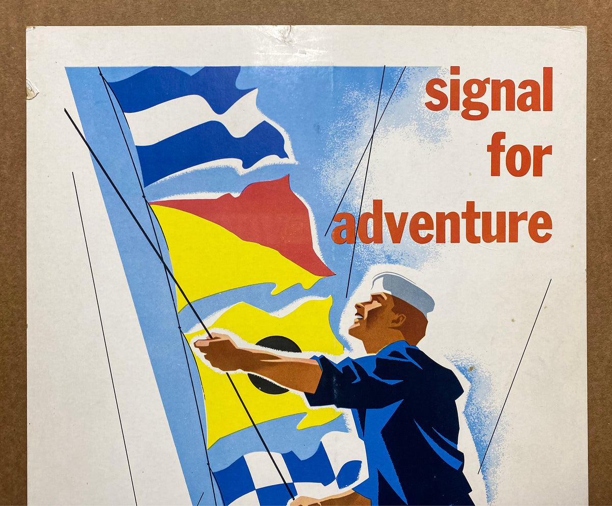 1955 Signal For Adventure US Navy Recruiting Poster Sign Joseph Binder –  Golden Age Posters