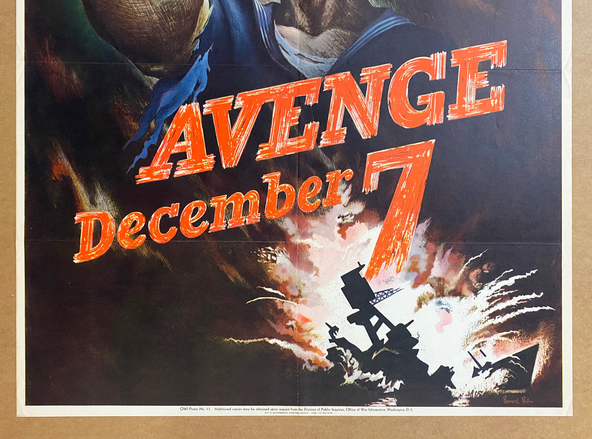 1942 Avenge December 7 Poster by Bernard Perlin Vintage Original Large –  Golden Age Posters
