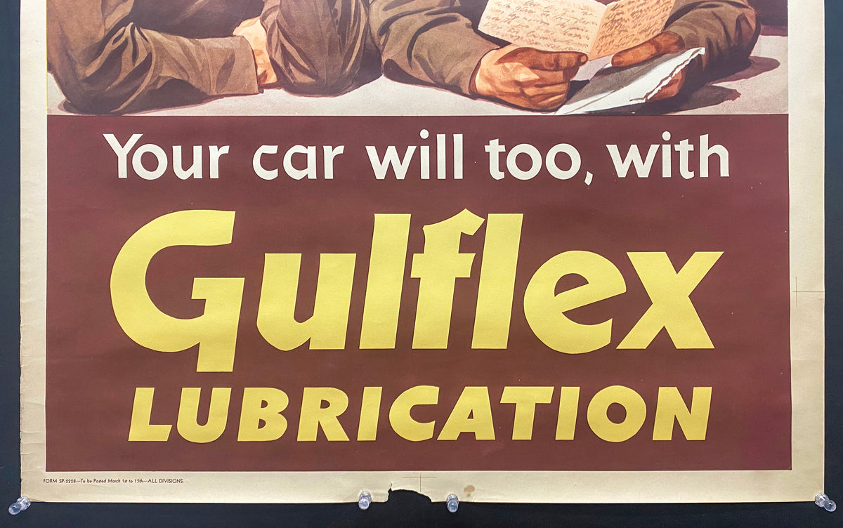 c.1945 Gulflex Lubrication Poster She Sounds Mighty Sweet Pal Gulf Oil ...