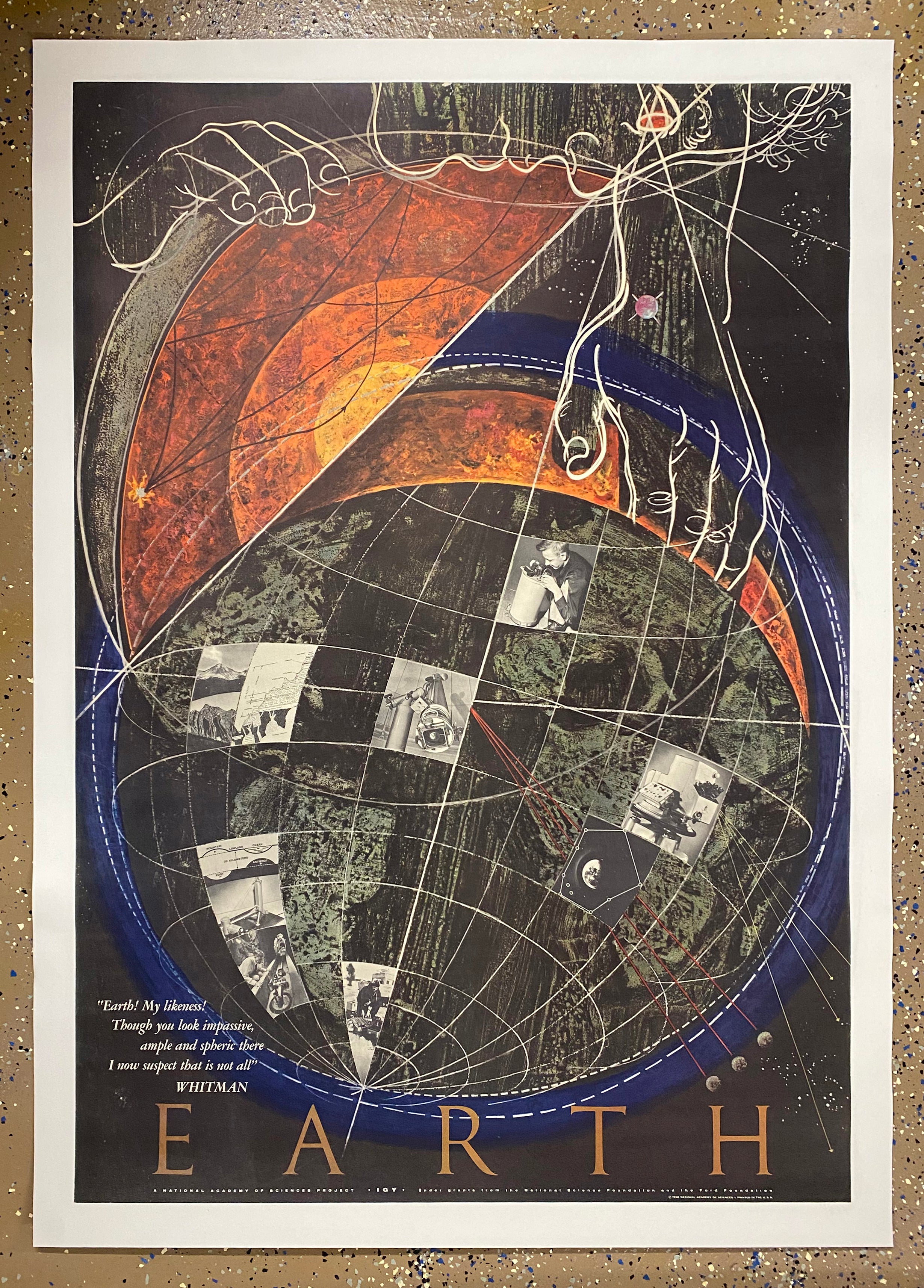 1958 Earth Poster by Herbert Danska International Geophysical Year
