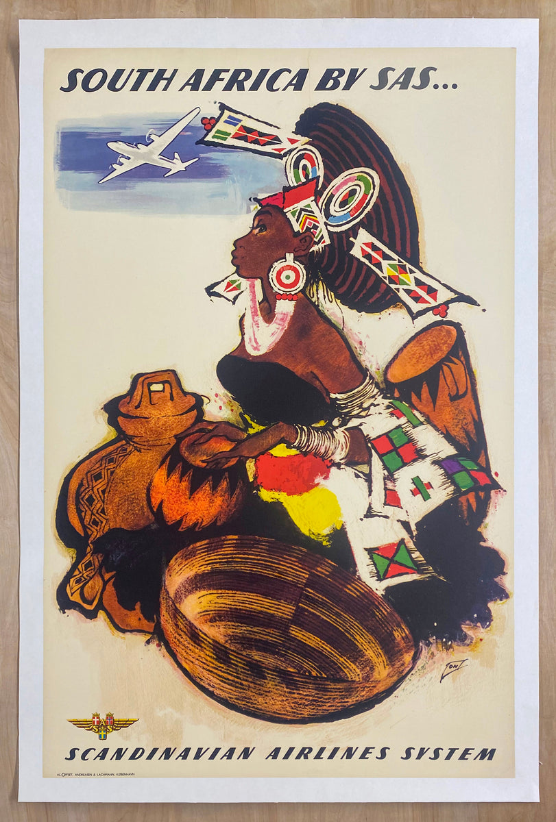 c.1955 South Africa by SAS Scandinavian Airline Poster by Otto