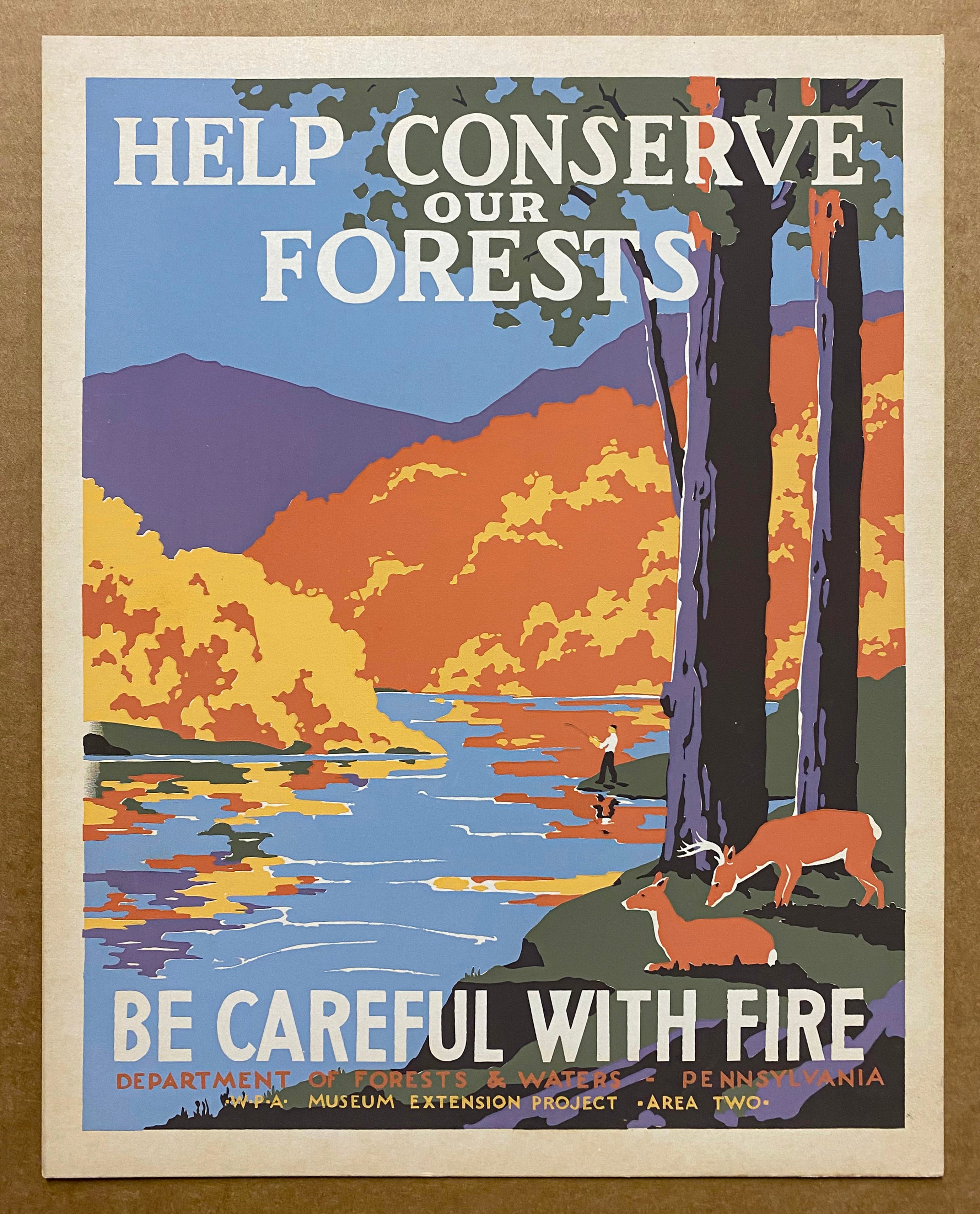 c.1935 Help Conserve Our Forests WPA Silkscreen Poster