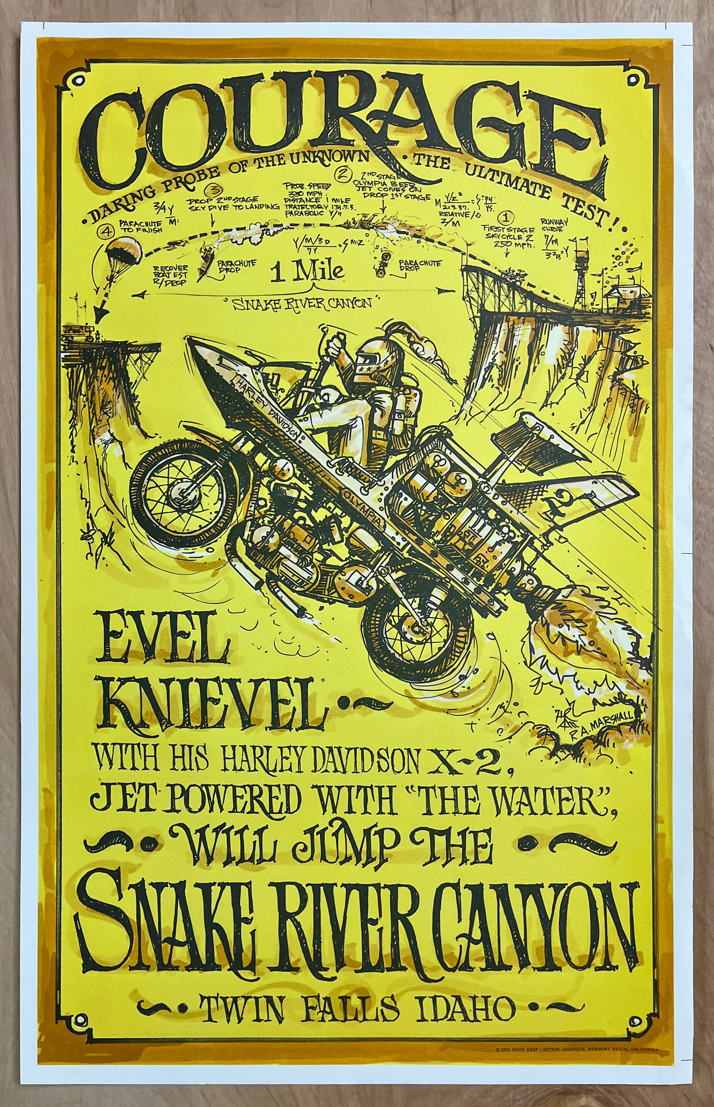 1971 Evel Knievel Snake River Canyon Jump Promo Poster Idaho