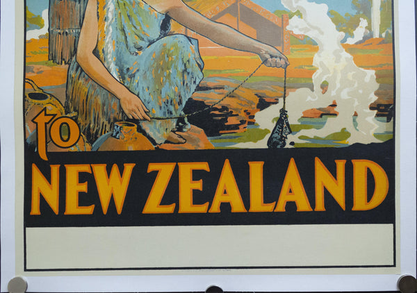 c.1920s Haere Mai Welcome To New Zealand Official Travel Poster W.A.G. Skinner Printer - Golden Age Posters