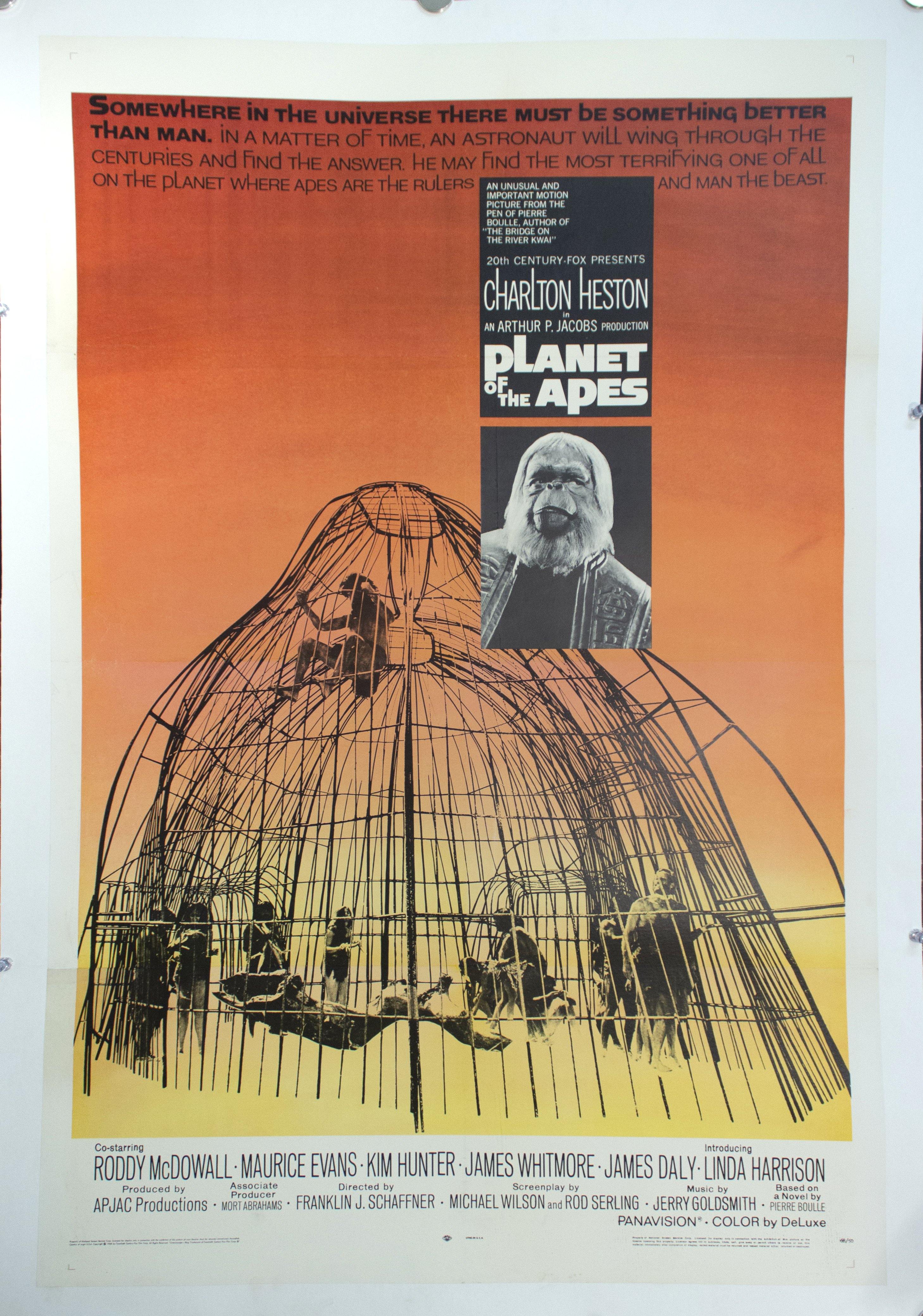 1968 Planet of the Apes Original One Sheet Movie Poster – Golden