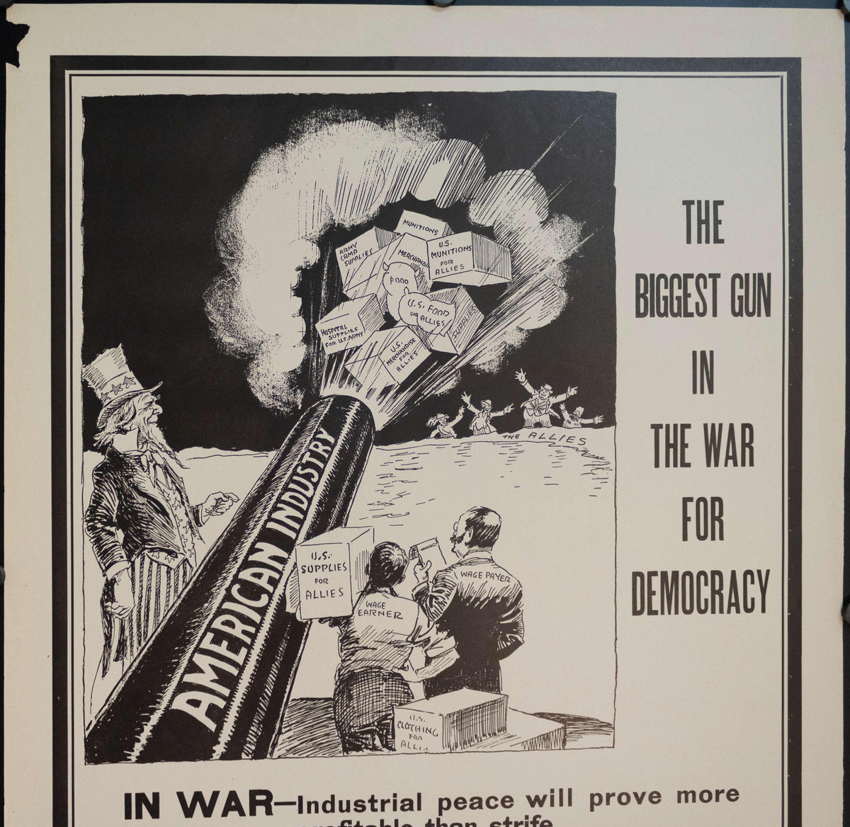 1917 The Biggest Gun For the War For Democracy Original WWI Poster ...