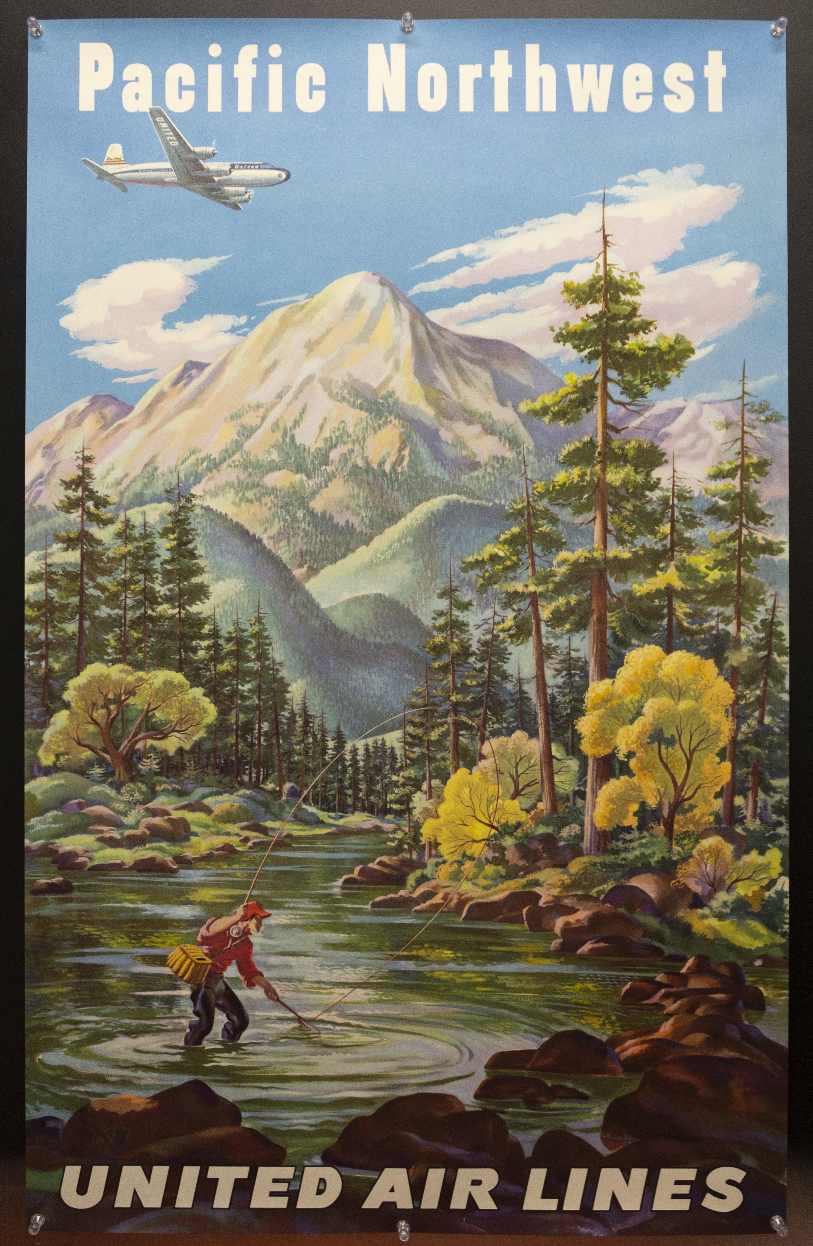 c.1950 United Air Lines Pacific Northwest Joseph Feher Vintage Poster –  Golden Age Posters