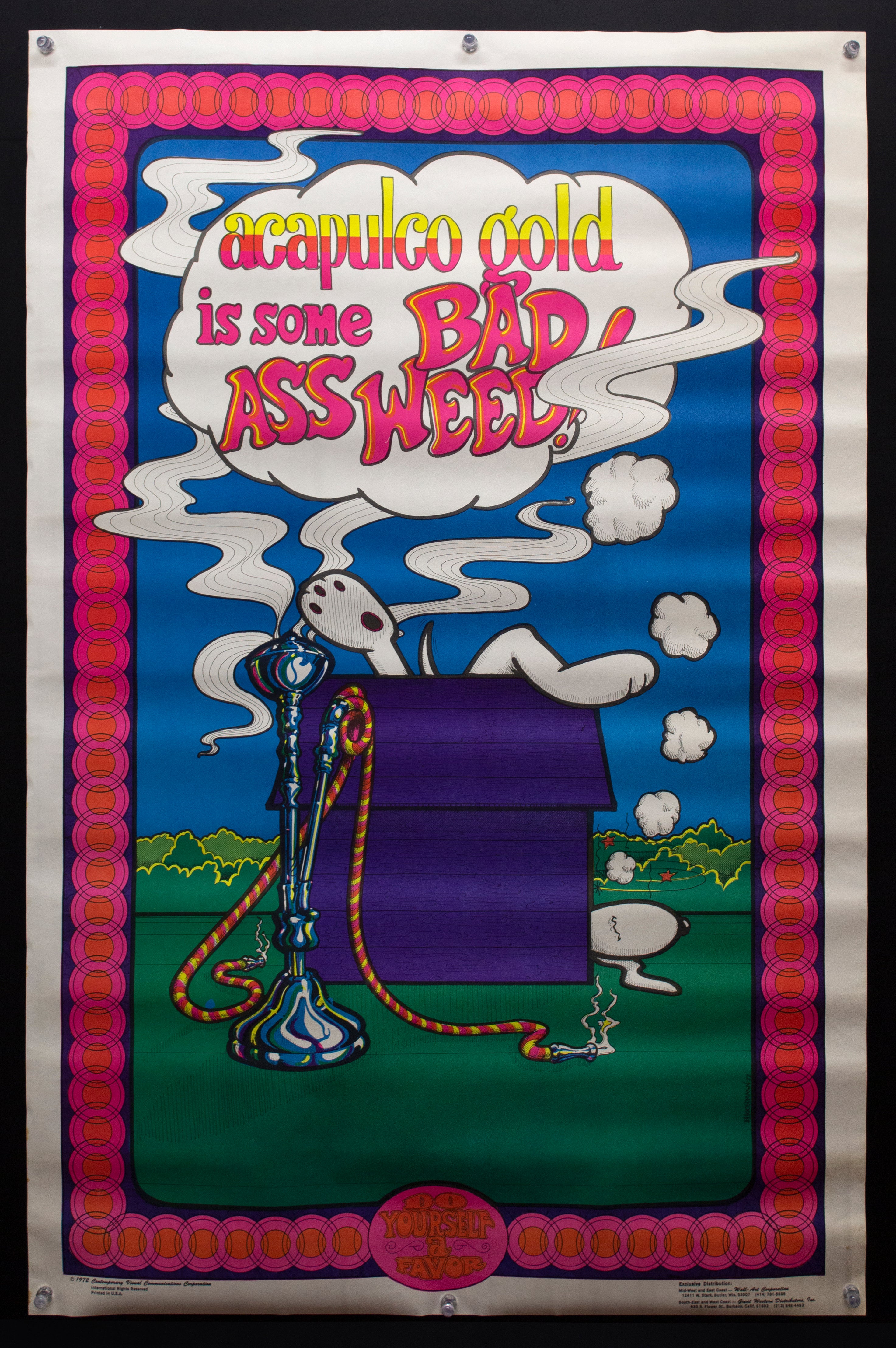 1972 Acapulco Gold Is Some Bad Ass Weed Blacklight Poster Snoopy