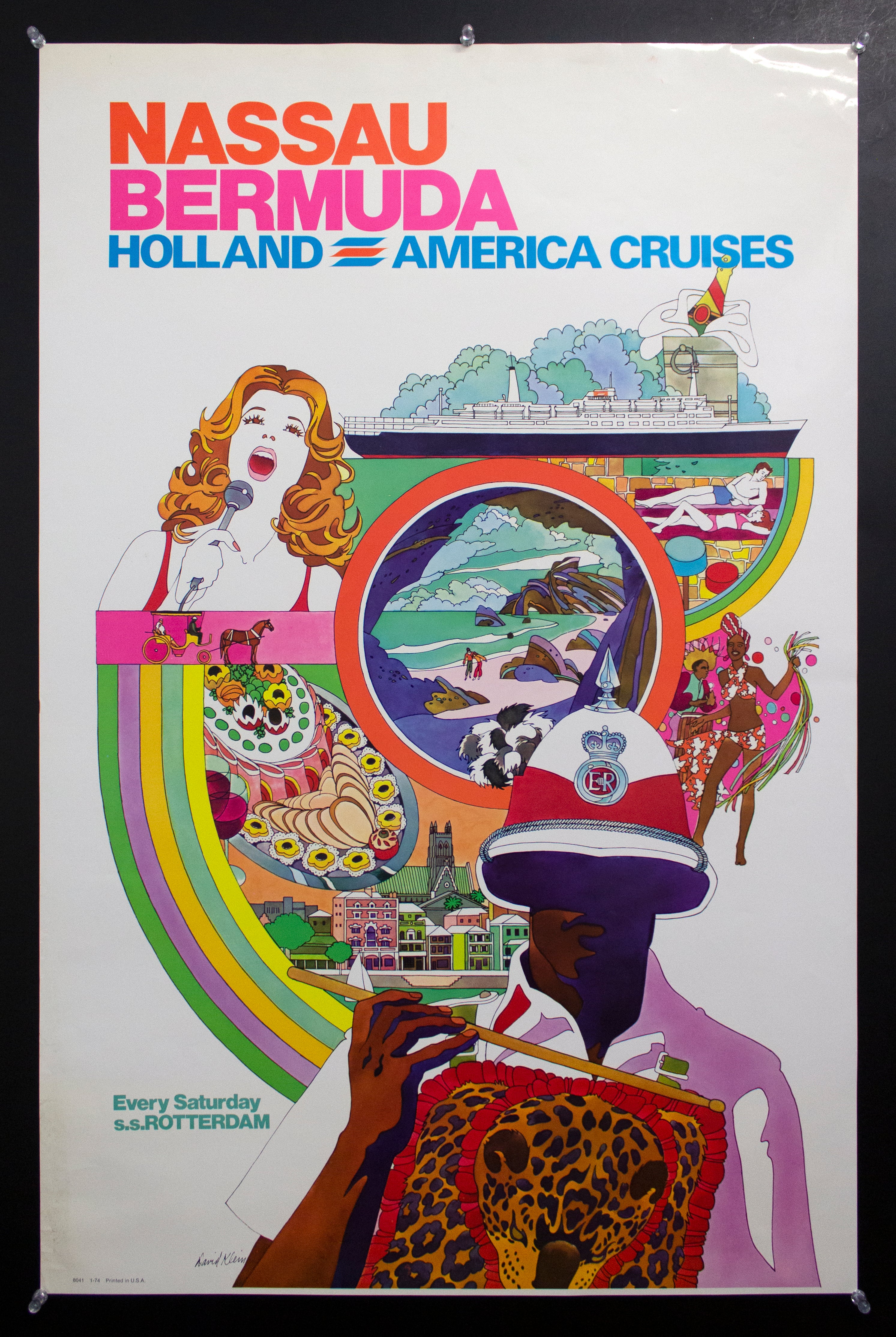 1974 Nassau Bermuda SS Rotterdam Holland America Poster by David
