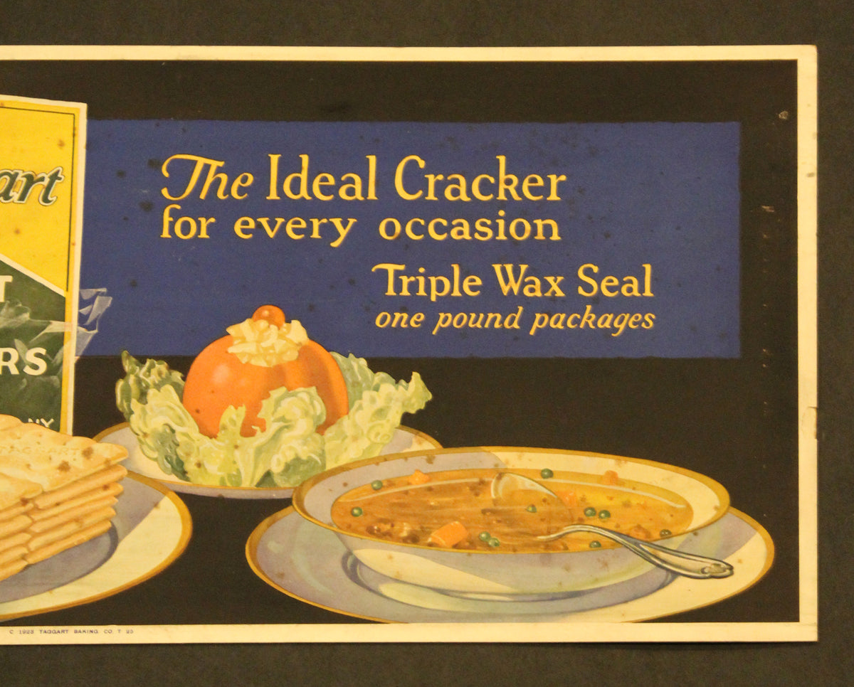 1923 Taggart Baking Co Soda Crackers Trolley Car Sign Indianapolis