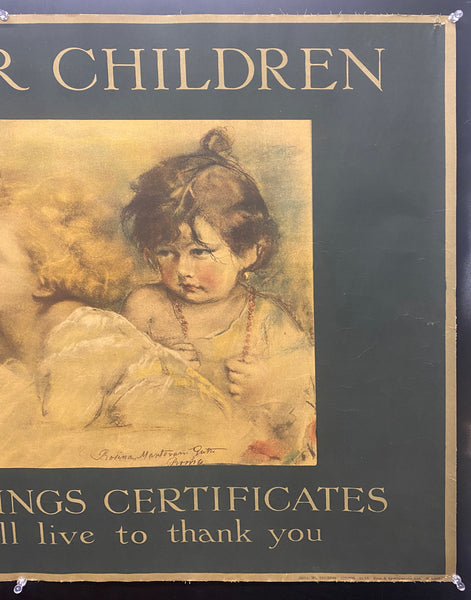1917 For Your Children Buy War Savings Certificates British Rosina Mantovani Gutti WWI
