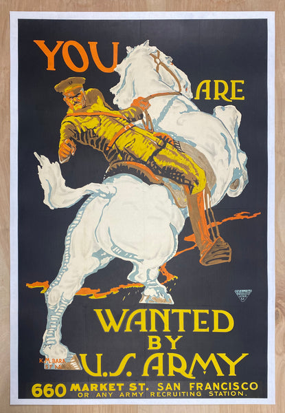 c.1918 You Are Wanted By U.S. Army K.M. Bara San Francisco WWI