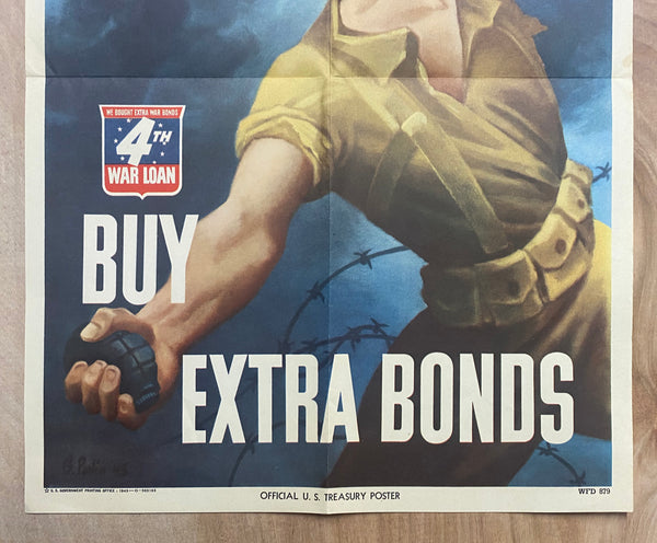 1943 Let 'Em Have It Buy Extra War Bonds 4th War Loan Bernard Perlin WWII