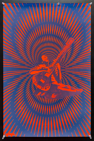 1969 Ravi Shankar Sitar Player Silkscreen Blacklight Psychedelic Poster Prints