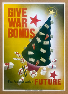 1943 Give War Bonds The Present with a Future Don Snider Christmas Tree WWII