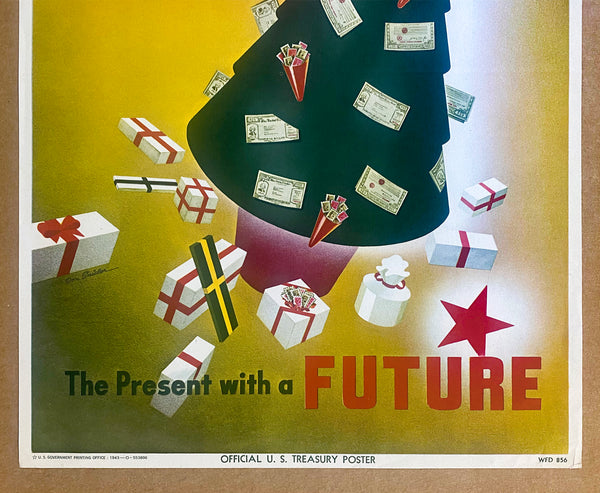 1943 Give War Bonds The Present with a Future Don Snider Christmas Tree WWII