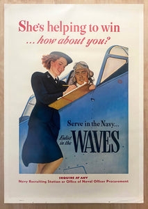 1943 She’s Helping To Win How About You? Serve In US Navy WAVES WWII