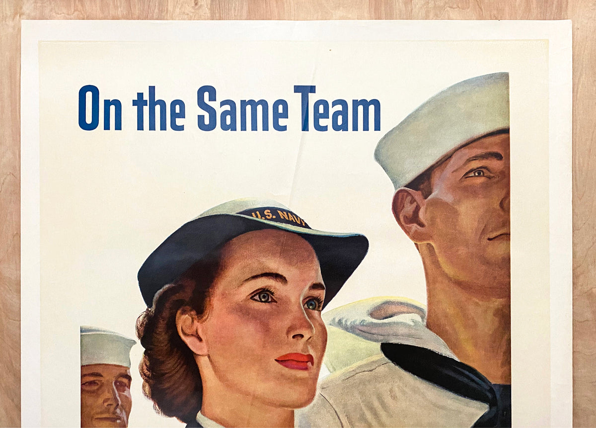 1943 On The Same Team Enlist In WAVES WWII Poster US Navy John Falter ...