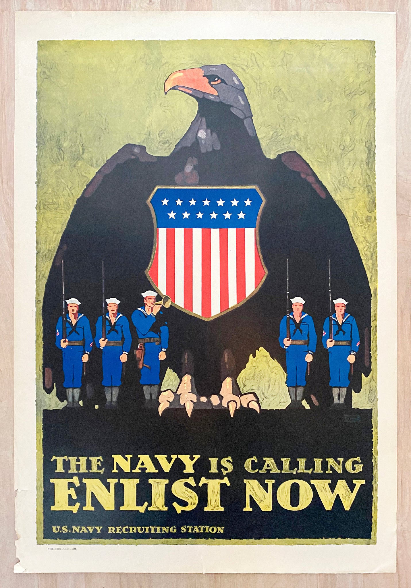 Enlist 1931 The Navy Is Calling Enlist Now Poster American Eagle L.N. Britton ...