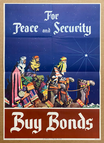 1945 For Peace and Security Buy Bonds by Linn Ball Christmas WWII