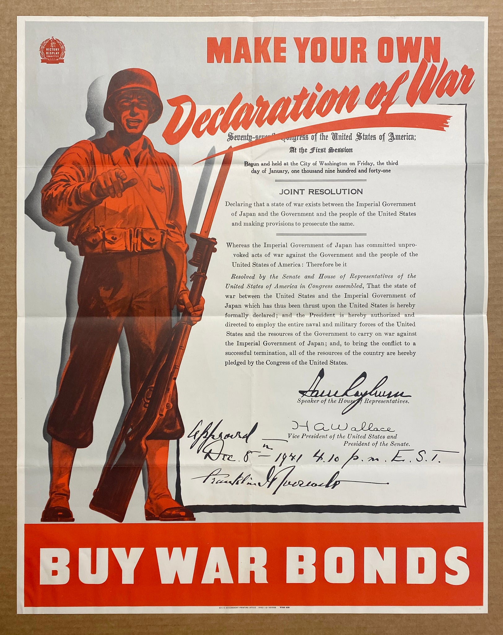 1942 Make Your Own Declaration of War Buy War Bonds WWII
