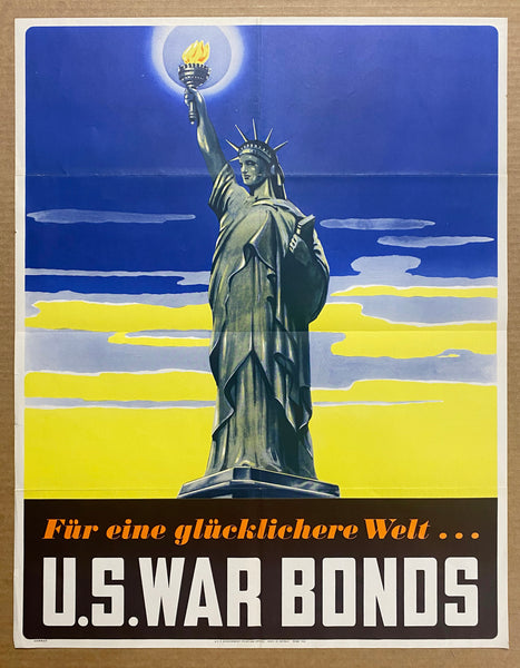 1943 U.S. War Bonds For A Happier World German Language WWII Rare