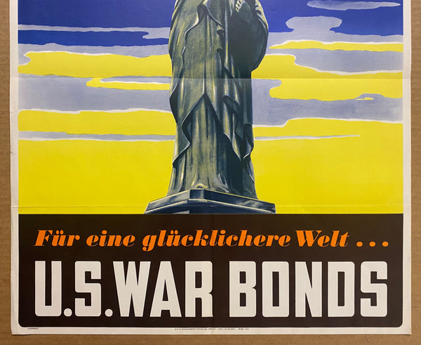 1943 U.S. War Bonds For A Happier World German Language WWII Rare