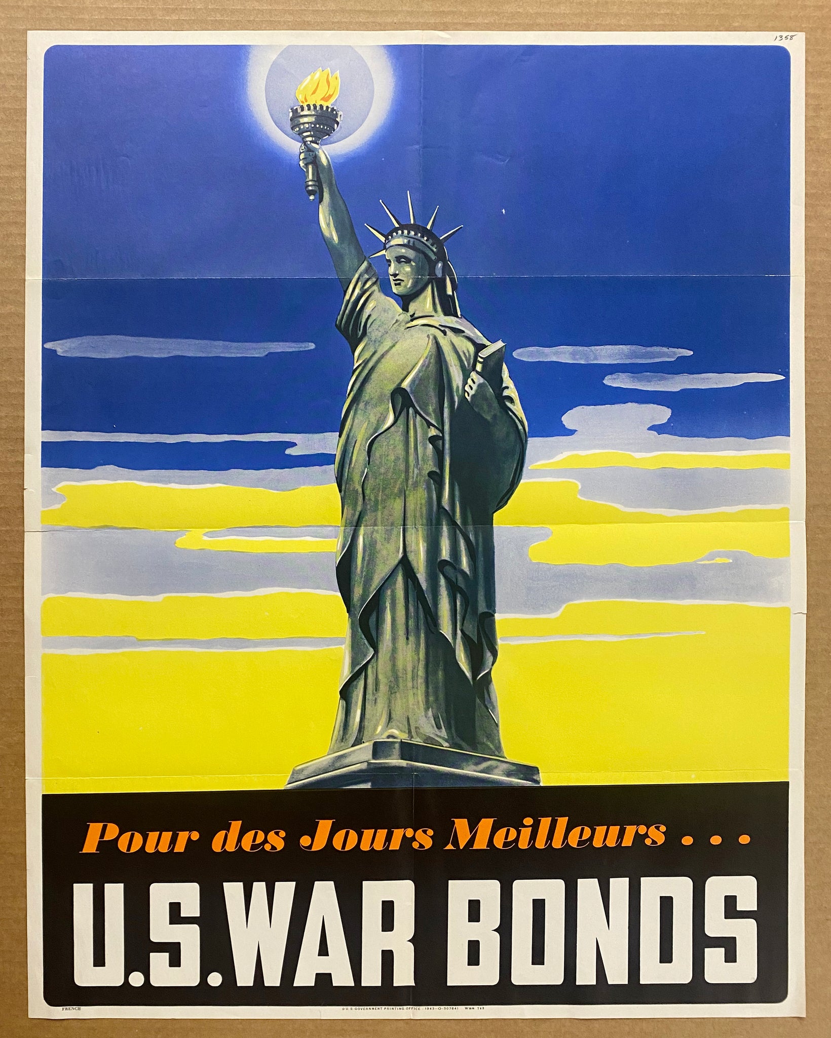 1943 U.S. War Bonds For Better Days French Language WWII Rare