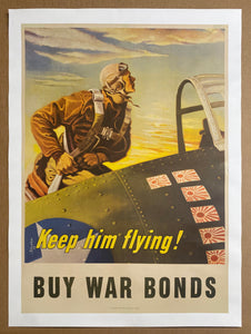 1943 Keep Him Flying Buy War Bonds Georges Schreiber WWII Fighter Pilot
