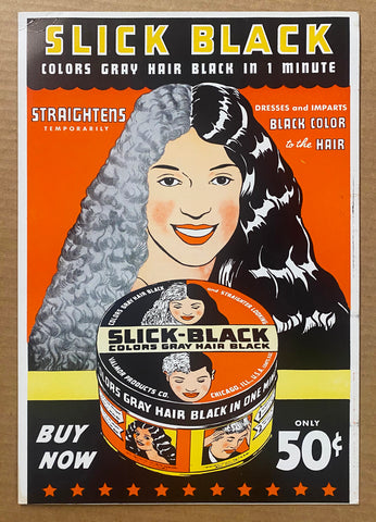 c.1940s Slick-Black Hair Color Window Card Valmor Products African Americans