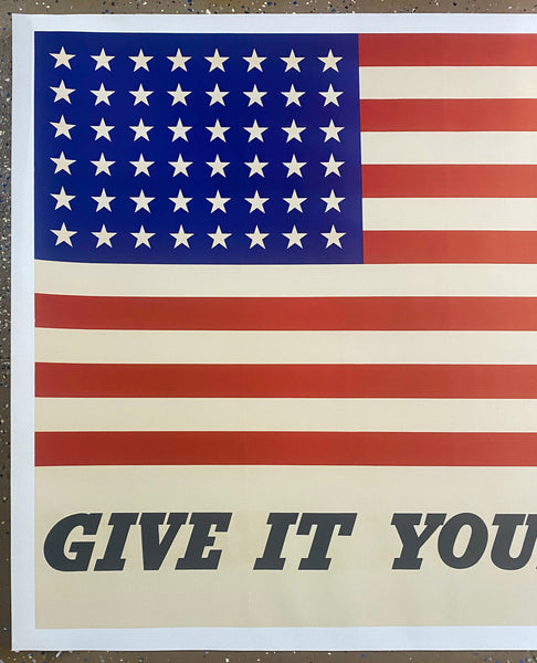 1942 Give It Your Best American Flag WWII Charles Coiner Largest Size 57" x 41"