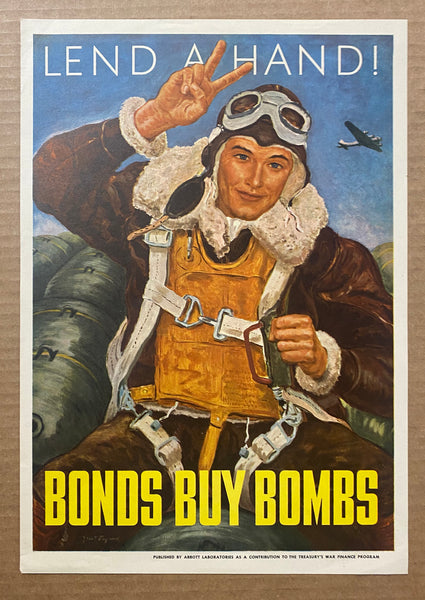 1943 Lend A Hand! Bonds Buy Bombs by Grant Reynard Abbott Laboratories