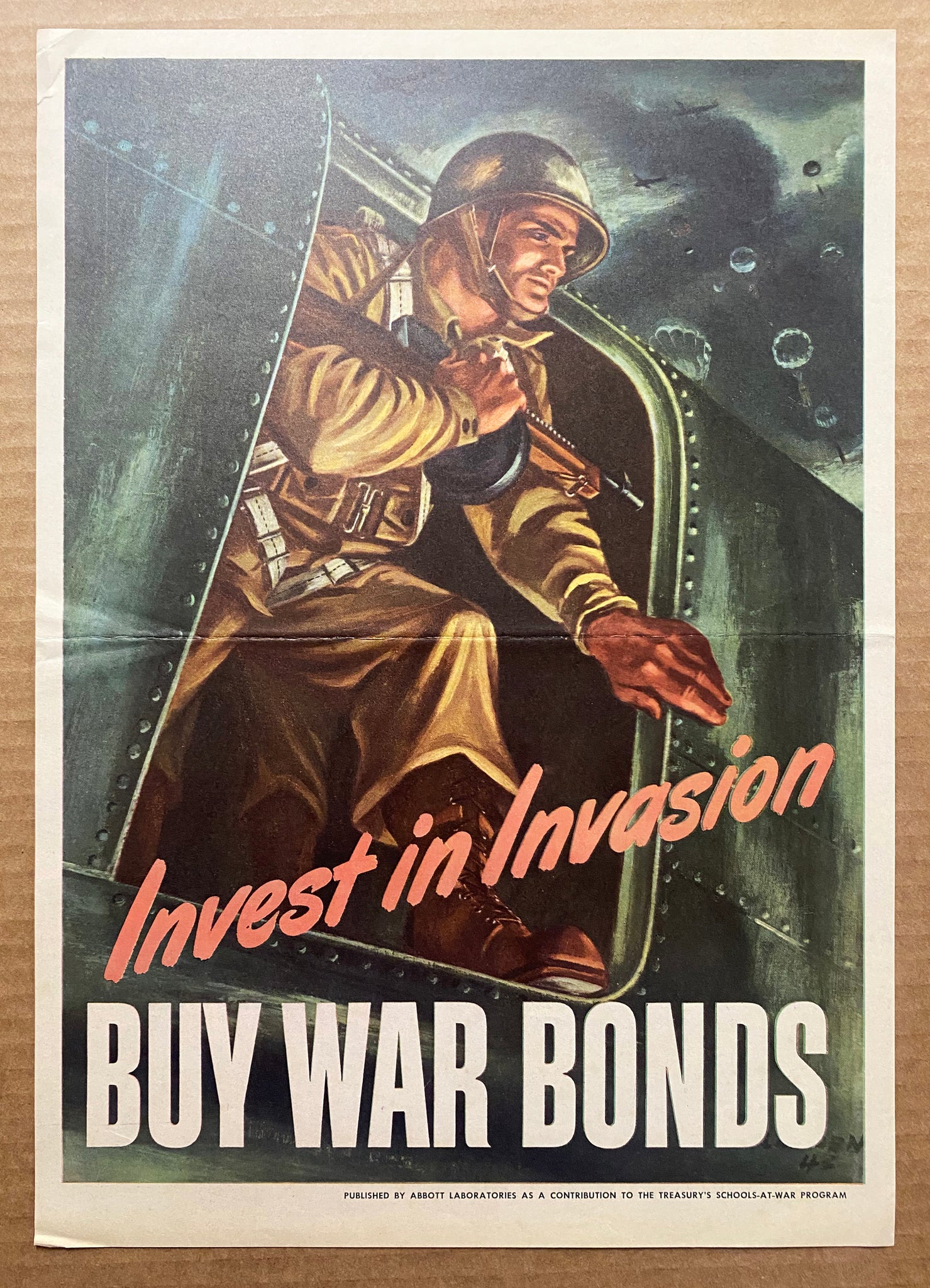 1944 Invest in Invasion Buy War Bonds Harold Lehman Abbott Laboratories WWII