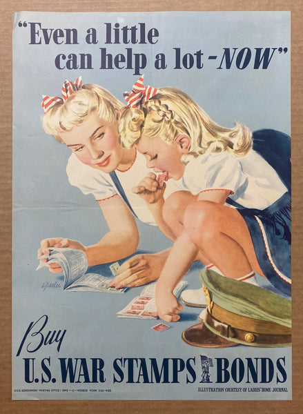 1942 Even A Little Can Help A Lot NOW Buy War Savings Stamps Bonds WWII