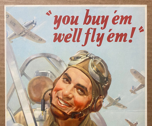 1942 You Buy 'Em We'll Fly 'Em Defense Bonds Stamps Walter Wilkinson WWII