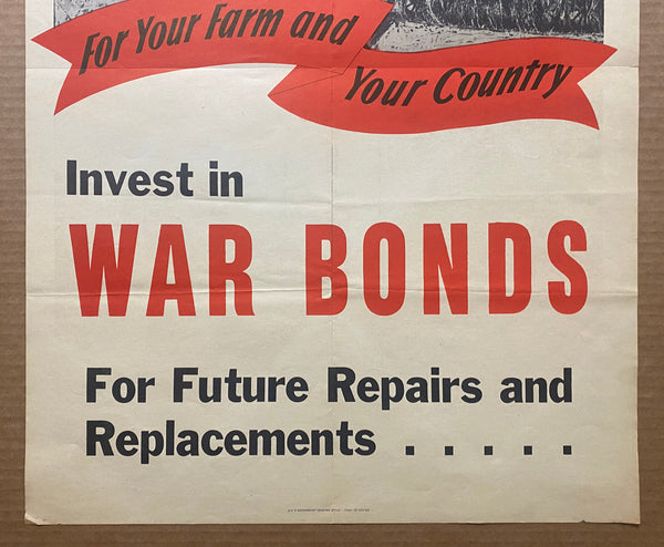 1943 For Your Farm and Country Invest in War Bonds WWII Farmers Rare