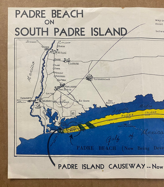 c.1952 South Padre Island Texas Real Estate Development Map John L. Tompkins