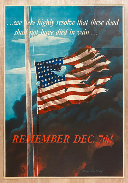 1942 Remember December 7th by Allen Saalburg Full Size WWII Pearl Harbor