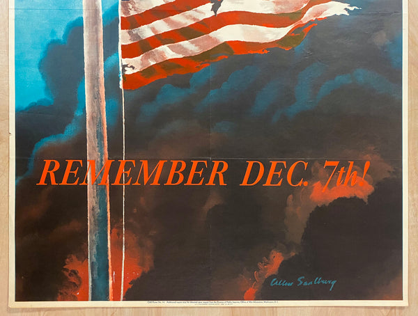1942 Remember December 7th by Allen Saalburg Full Size WWII Pearl Harbor