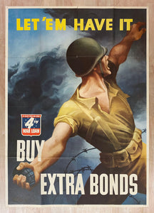 1943 Let 'Em Have It Buy Extra War Bonds by Bernard Perlin WWII Original Largest