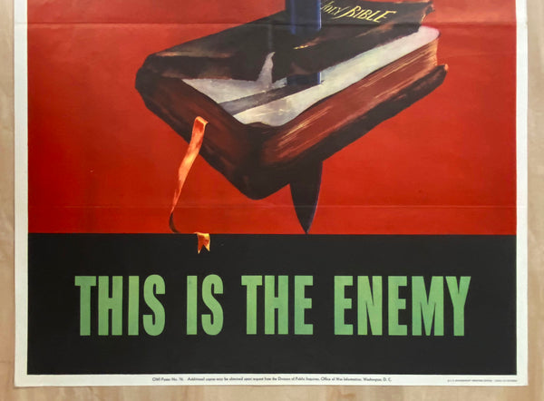 1943 This Is The Enemy by Barbara K Marks Holy Bible Nazi Dagger WWII