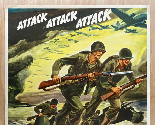 1942 ATTACK ATTACK ATTACK BUY WAR BONDS by Ferdinand Warren WWII