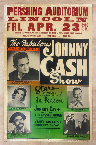 1965 The Fabulous Johnny Cash Show Concert Window Card June Carter Original
