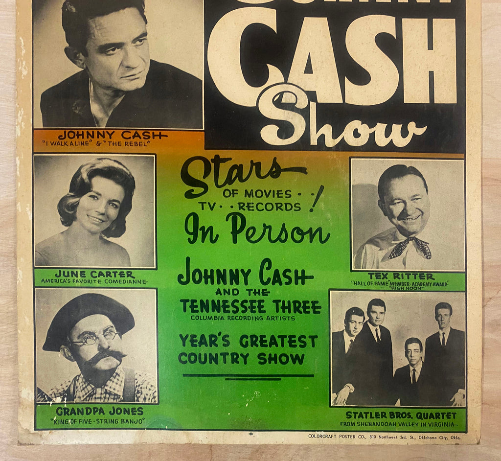 1965 The Fabulous Johnny Cash Show Concert Window Card Poster Original 1965-the-fabulous-johnny-cash-show-concert-window-card-poster-original