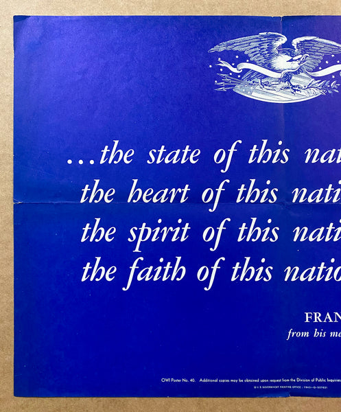 1943 The State of this Nation is Good Franklin Roosevelt State of the Union Poster WWII