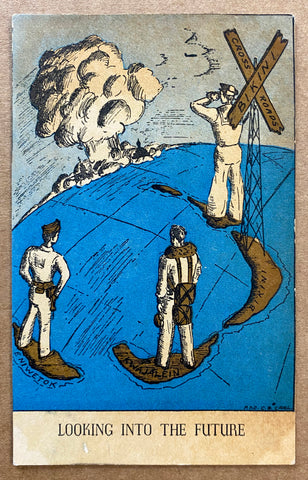 1946 Operation Crossroads Bikini Atoll Atomic Bomb Test Souvenir Cartoon Postcard