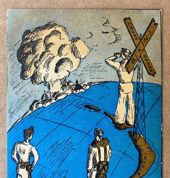 1946 Operation Crossroads Bikini Atoll Atomic Bomb Test Souvenir Cartoon Postcard