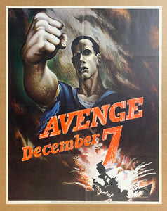 1942 Avenge December 7 by Bernard Perlin WWII 28 X 22 Pearl Harbor