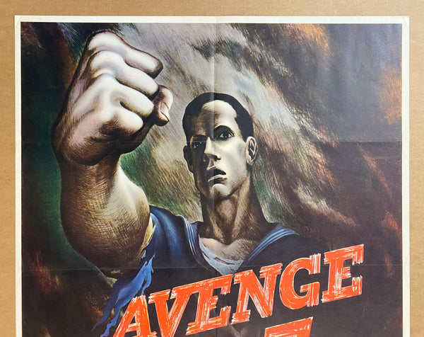 1942 Avenge December 7 by Bernard Perlin WWII 28 X 22 Pearl Harbor