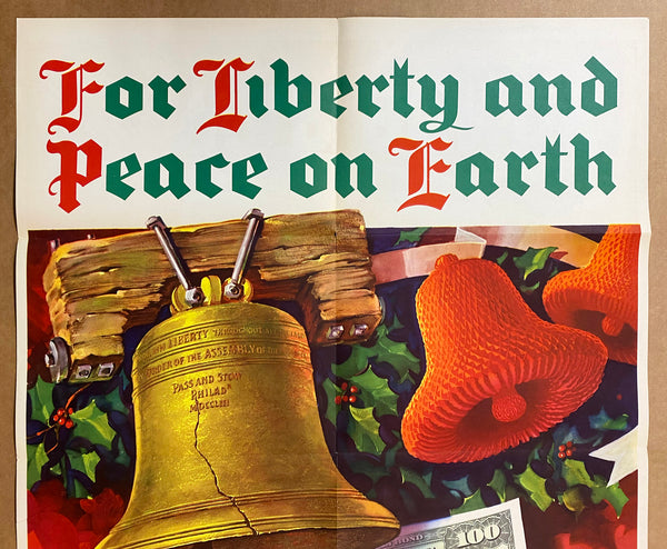 1944 For Liberty and Peace on Earth Give War Bonds WWII Christmas Lyman Simpson Largest